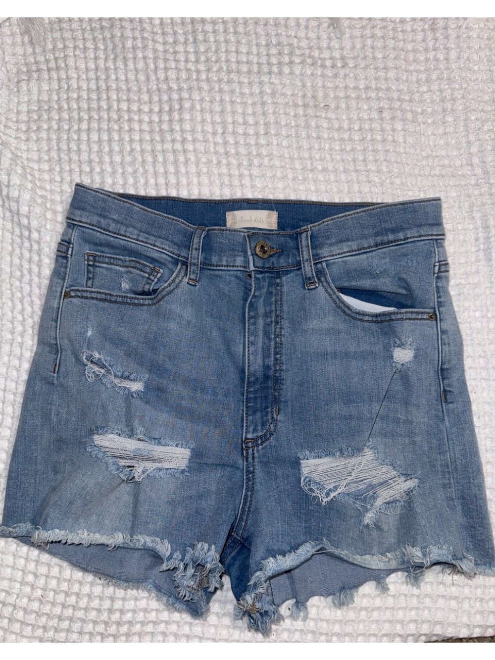 Altar'd State Light Blue Distressed Denim Shorts